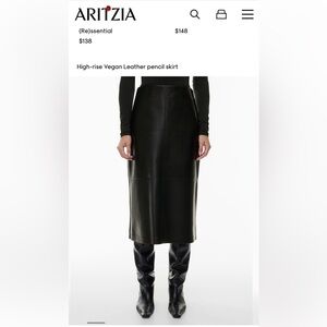 Aritzia Black Vegan Leather Pencil Skirt 4